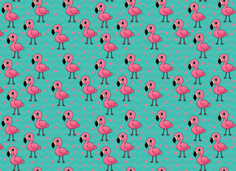 Flamingo illustration vector, background, pattern, fabric texture