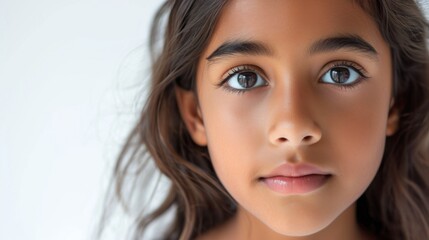 Obraz premium Closeup photo of beautiful Asian Indian teenage girl waiting. Copyrighted children's advertisements