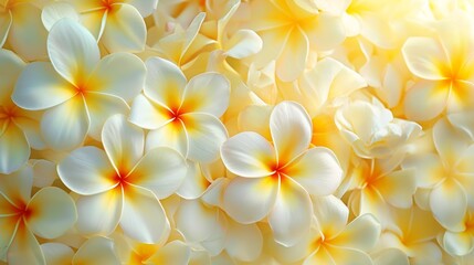 Tropical frangipani flowers in full bloom generative ai - obrazy, fototapety, plakaty