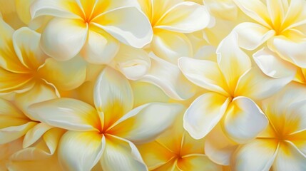 Fototapeta premium Tropical frangipani flowers in full bloom generative ai