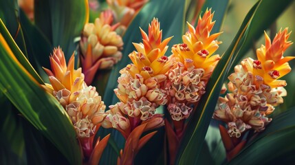 Tropical ginger flowers in warm and spicy tones generative ai