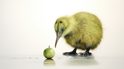 Feathered Tranquility: A Beautiful Bird's Serene Life on a Green Isolated Background