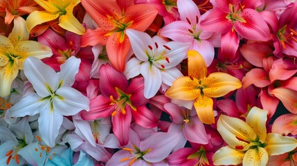 Tropical lily flowers in a variety of captivating colors generative ai