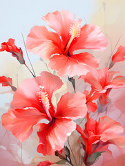 Vibrant Watercolor Hibiscus Flowers in Yellow, Pink, and Red, Perfect for Cards, Prints, and Invitations