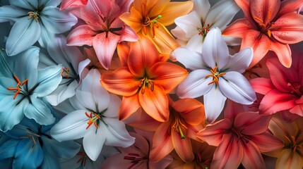 Fototapeta premium Tropical lily flowers in a variety of captivating colors generative ai
