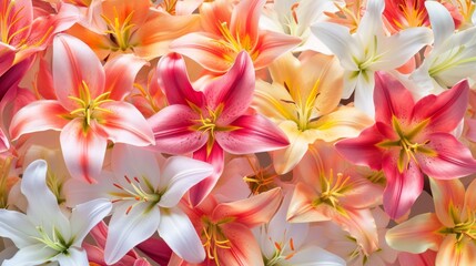 Fototapeta premium Tropical lily flowers in a variety of captivating colors generative ai