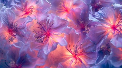 Fototapeta na wymiar Tropical maracuja flowers in shades of purple and pink generative ai