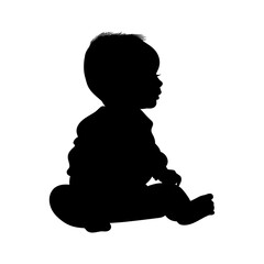 Silhouette baby boy full body black color only