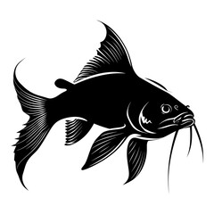 Fototapeta premium Silhouette catfish black color only
