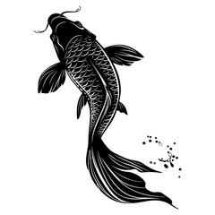 Silhouette koi fish black color only