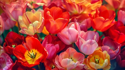 Tropical tulip flowers with a burst of lively colors generative ai