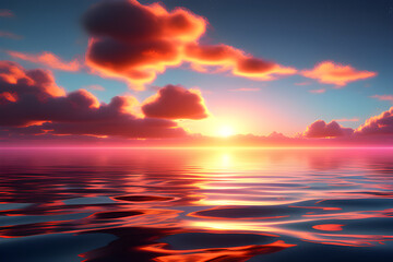 Obraz premium Mysterious Sea Festivals: Cloudy Abstract Neon Background and Fantastic Sea Scenery in a Shining Diamond Frame, 3D Rendering generative ai