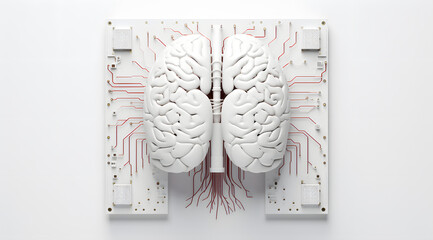 Elegance in Simplicity: Minimalist Computer Brain Model with Striking Pink and Gold Components, Perfect as a Background