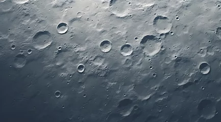 Foto op Canvas Craters and Ridges of the Moon's Surface, Close-Up of the Lunar Terrain, Pockmarked topography filled with various craters and ridges © MAJGraphics