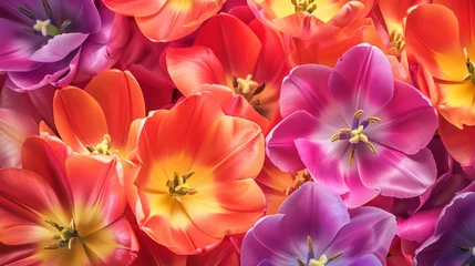 Outdoor kussens Tropical tulip flowers with a burst of lively colors generative ai © ThisDesign