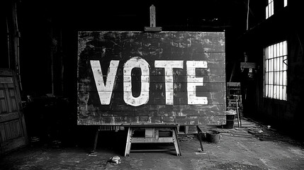 Election billboard -barnwood - sign -  faded - worn - old - vintage - patriotic - poll - voting - votes - campaign - politician 