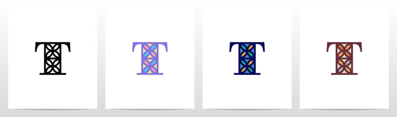 Tile Pattern Mosaic Letter Logo Design T