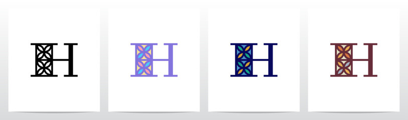 Tile Pattern Mosaic Letter Logo Design H