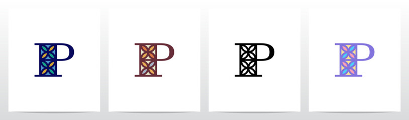 Tile Pattern Mosaic Letter Logo Design P