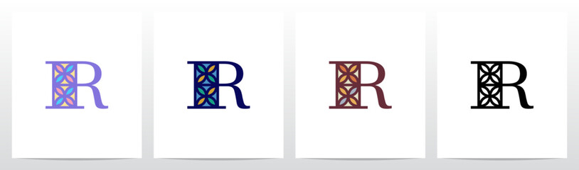 Tile Pattern Mosaic Letter Logo Design R