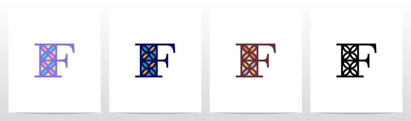 Fototapeta premium Tile Pattern Mosaic Letter Logo Design F