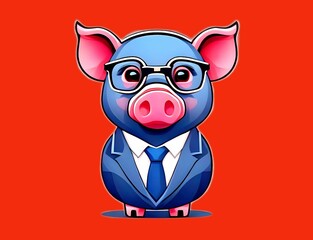 Chinese zodiac symbol Pig against red background
