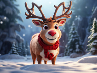 Reindeer deer with nature background