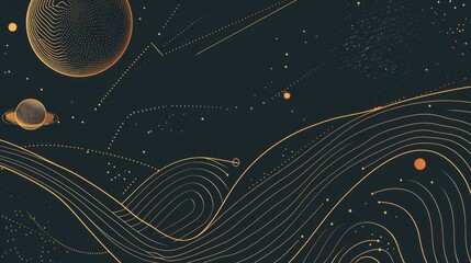 Illustration, minimal line art galaxy generative ai