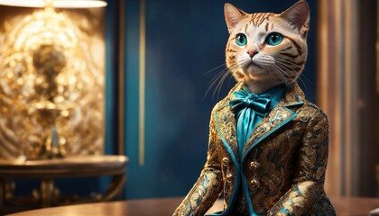 cat in high fashion suit concept art