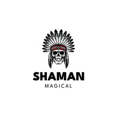 American Indian logo,tribe logo,skull tribe logo design vector