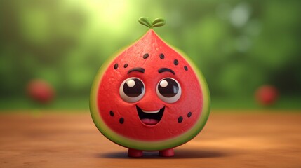 Obraz premium A cute cartoon watermelon characterc Ai Generative