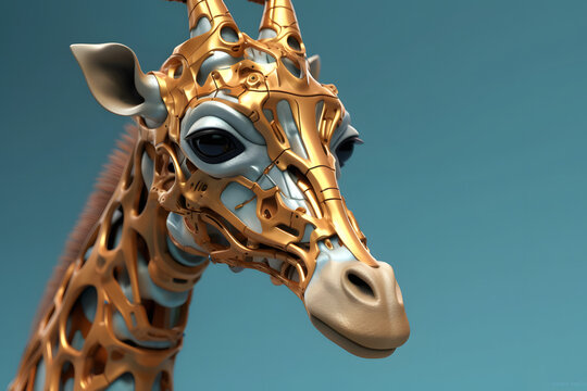 3d rendering Giraffe cyborg