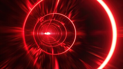 Radial red light through the tunne  glowing in the dark