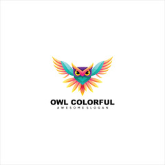 owl logo gradient  colorful illustration