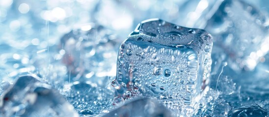 Frozen water can be clear or bluish white, depending on impurities. - obrazy, fototapety, plakaty