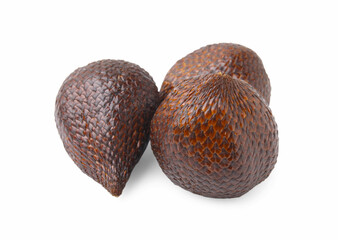 Three delicious salak fruits isolated on white