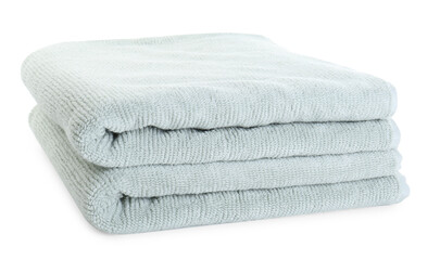 Soft folded terry towels isolated on white