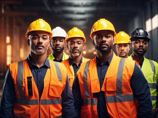 a group of men in safety vests