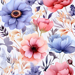 A soft red and yellow flower leaves pattern with a white background