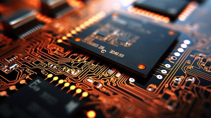 Closeup of a circuit board with labeled components for electronics curriculum