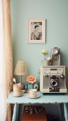 Creative Nook with Vintage Camera and Cozy Knits