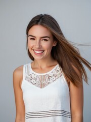 Fototapeta premium Attractive and confident smiling young woman close up portrait