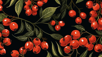 berries guarana seamless pattern background