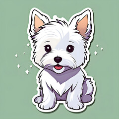 cute cartoon sticker art design of a west highland white terrier (westie) dog puppy