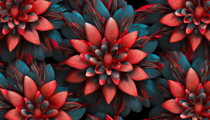 Abstract red and black fractal floral pattern background, holiday, Christmas 