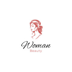 Obraz premium beauty woman logo design for salon, makeover, hair stylist, haidresser, hairc cut.