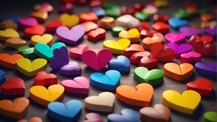 Fototapeta na wymiar Rainbow Hearts: Diverse Love Palette