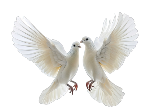 Beautiful Two Pied Imperial Pigeon Flying Face To Face On Transparent Background