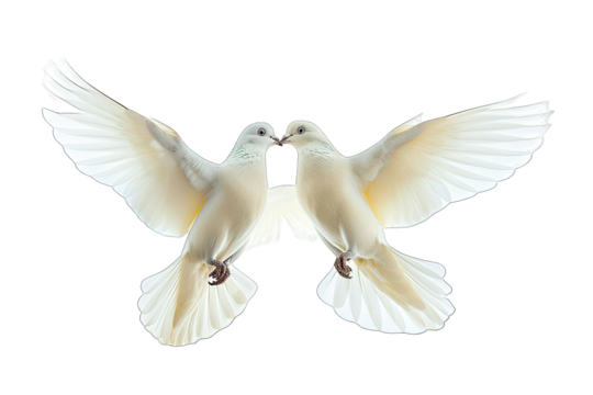 Beautiful Two Pied Imperial Pigeon Flying Face To Face On Transparent Background