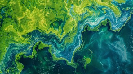 Fototapeta na wymiar Aerial Abstract of Algal Blooms in Water